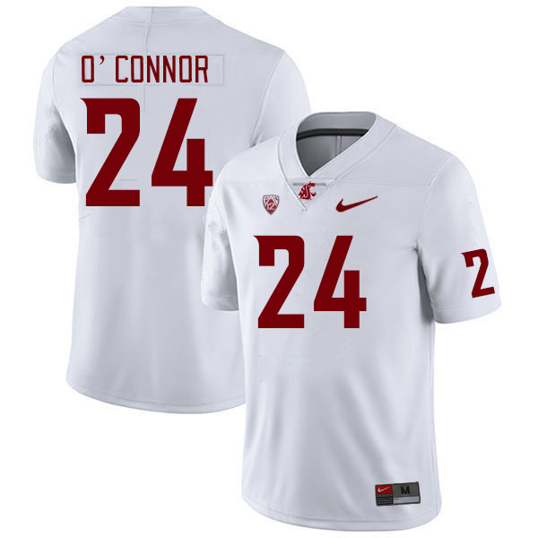 Men #24 Ethan O'Connor Washington State Cougars College Football Jerseys Stitched Sale-White - Click Image to Close